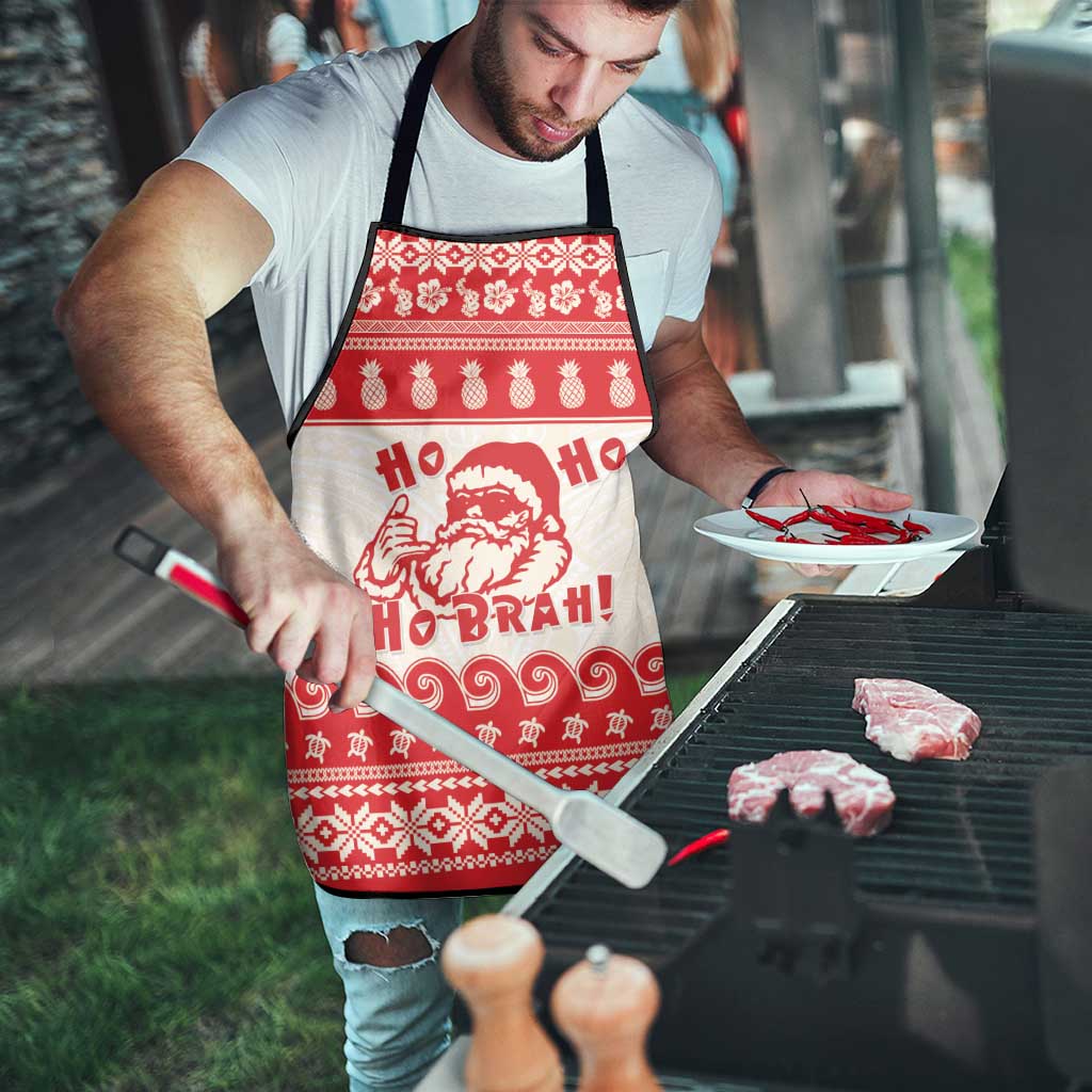 Red Mele Kalikimaka Hawaii Apron Funny Ho Ho Ho Santa Shaka - Polynesian Pride