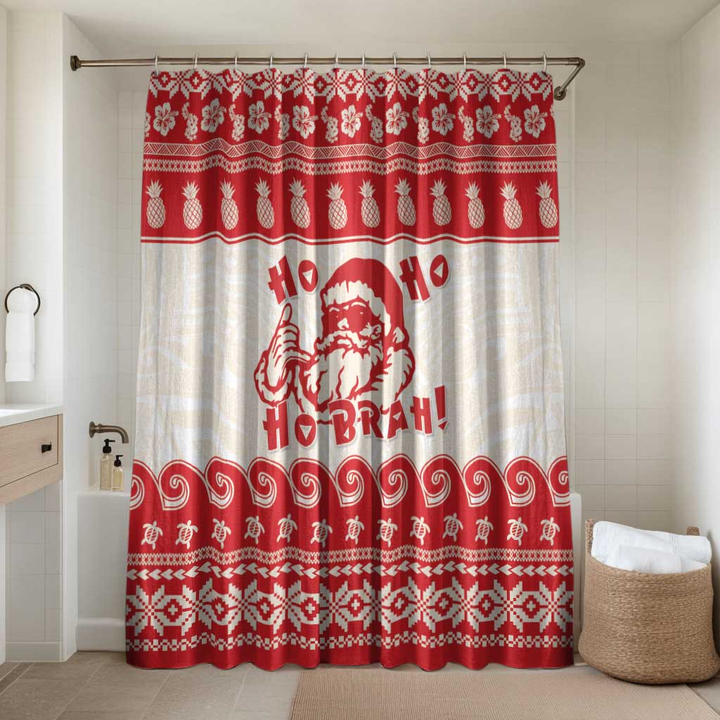 Red Mele Kalikimaka Hawaii Bathroom Set Funny Ho Ho Ho Santa Shaka - Polynesian Pride