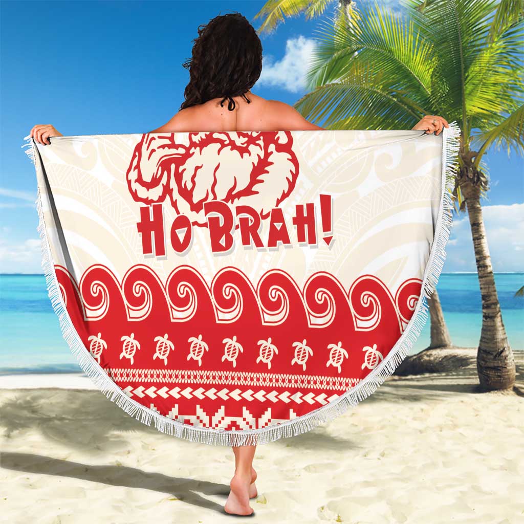 Red Mele Kalikimaka Hawaii Beach Blanket Funny Ho Ho Ho Santa Shaka - Polynesian Pride