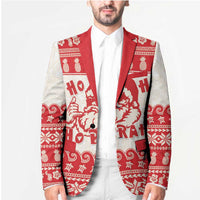 Red Mele Kalikimaka Hawaii Blazer Funny Ho Ho Ho Santa Shaka - Polynesian Pride