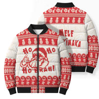 Red Mele Kalikimaka Hawaii Bomber Puffer Jacket Funny Ho Ho Ho Santa Shaka - Polynesian Pride