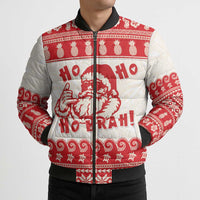 Red Mele Kalikimaka Hawaii Bomber Puffer Jacket Funny Ho Ho Ho Santa Shaka - Polynesian Pride