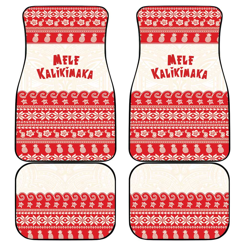 Red Mele Kalikimaka Hawaii Car Mats Funny Ho Ho Ho Santa Shaka - Polynesian Pride
