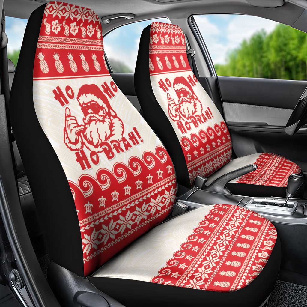 Red Mele Kalikimaka Hawaii Car Seat Cover Funny Ho Ho Ho Santa Shaka - Polynesian Pride