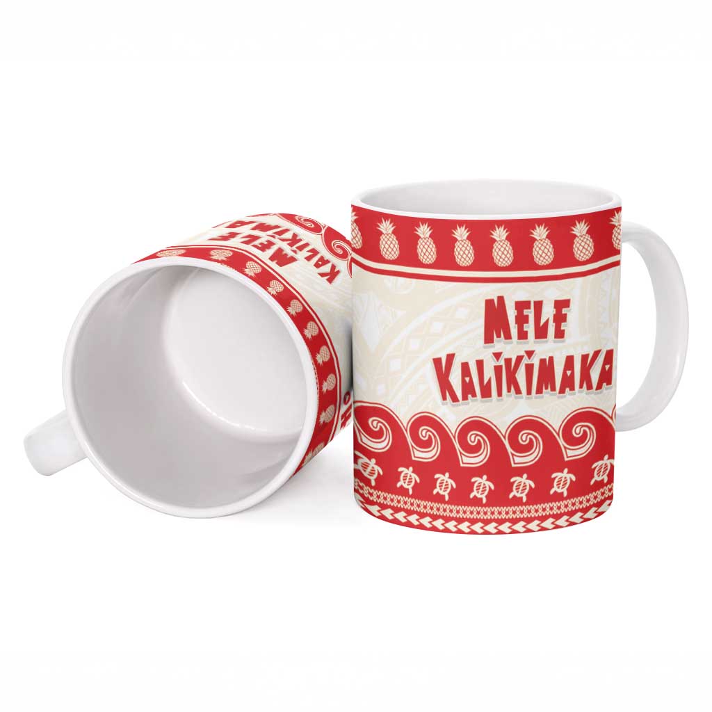 Red Mele Kalikimaka Hawaii Ceramic Mug Funny Ho Ho Ho Santa Shaka - Polynesian Pride