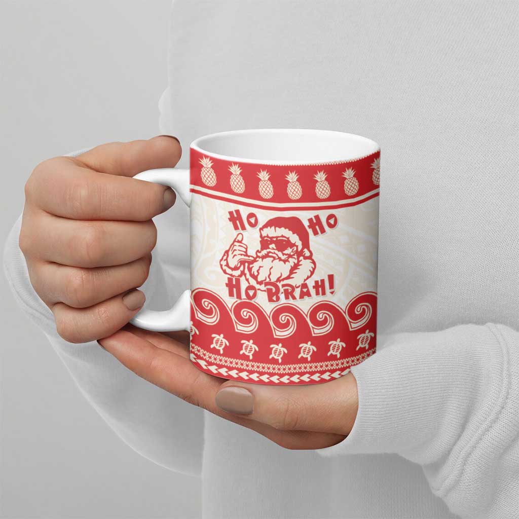 Red Mele Kalikimaka Hawaii Ceramic Mug Funny Ho Ho Ho Santa Shaka - Polynesian Pride