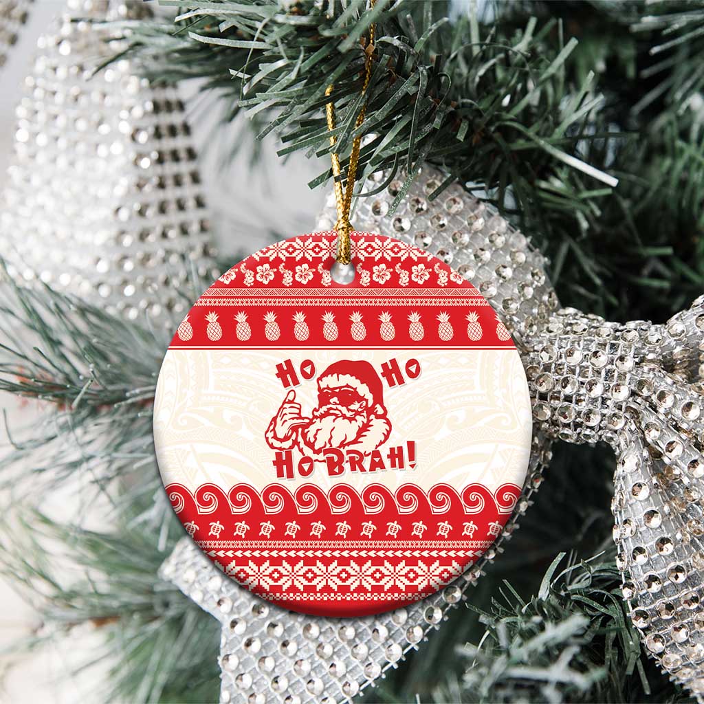 Red Mele Kalikimaka Hawaii Ceramic Ornament Funny Ho Ho Ho Santa Shaka - Polynesian Pride