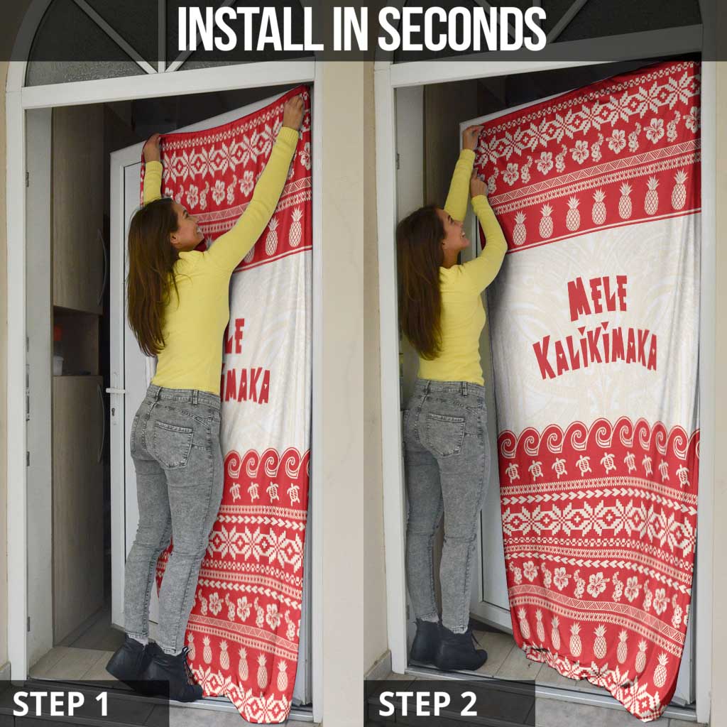 Red Mele Kalikimaka Hawaii Door Cover Funny Ho Ho Ho Santa Shaka - Polynesian Pride