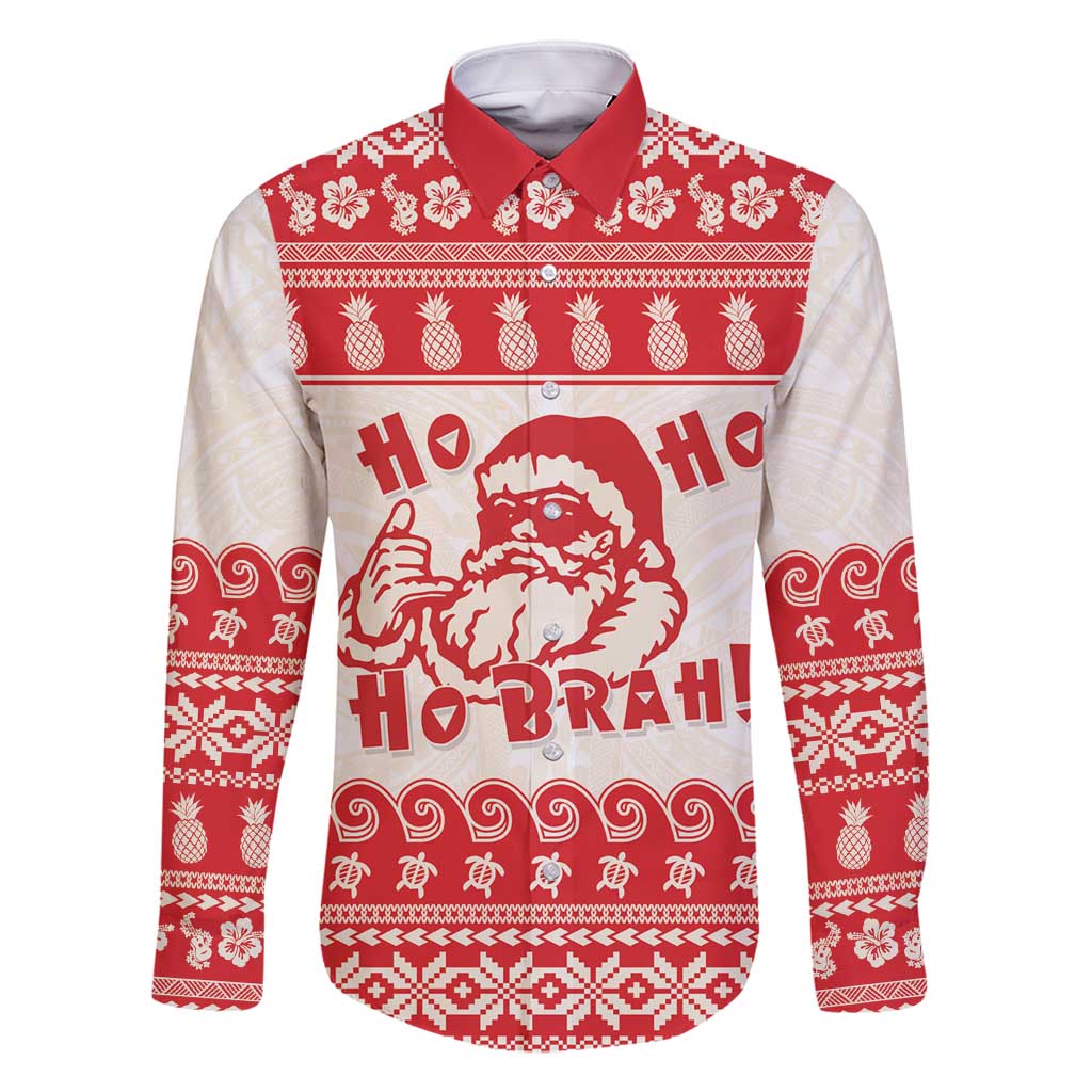 Red Mele Kalikimaka Hawaii Family Matching Summer Maxi Dress and Hawaiian Shirt Funny Ho Ho Ho Santa Shaka - Polynesian Pride