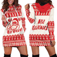 Red Mele Kalikimaka Hawaii Hoodie Dress Funny Ho Ho Ho Santa Shaka - Polynesian Pride