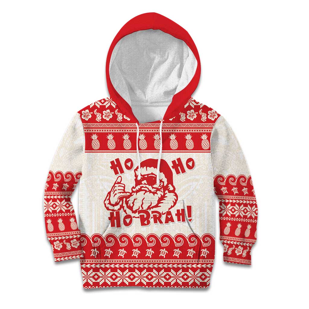 Red Mele Kalikimaka Hawaii Kid Hoodie Funny Ho Ho Ho Santa Shaka - Polynesian Pride