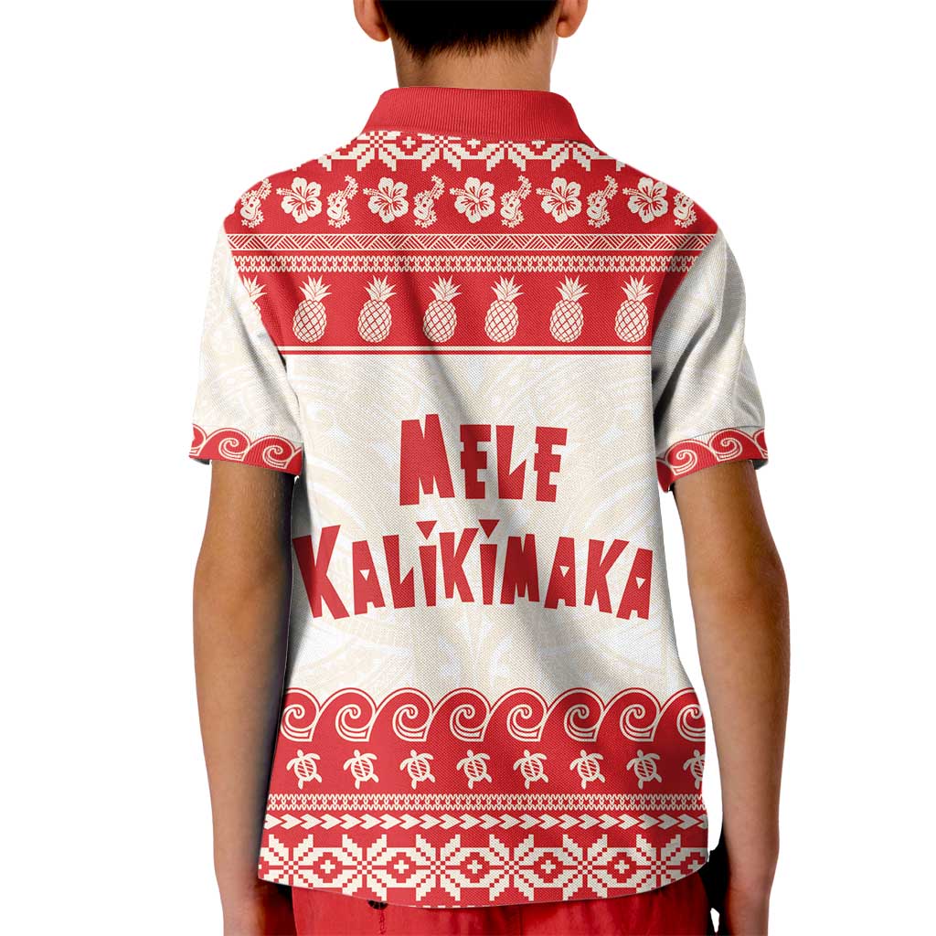 Red Mele Kalikimaka Hawaii Kid Polo Shirt Funny Ho Ho Ho Santa Shaka - Polynesian Pride