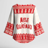 Red Mele Kalikimaka Hawaii Kimono Sleeve Blouse Funny Ho Ho Ho Santa Shaka - Polynesian Pride
