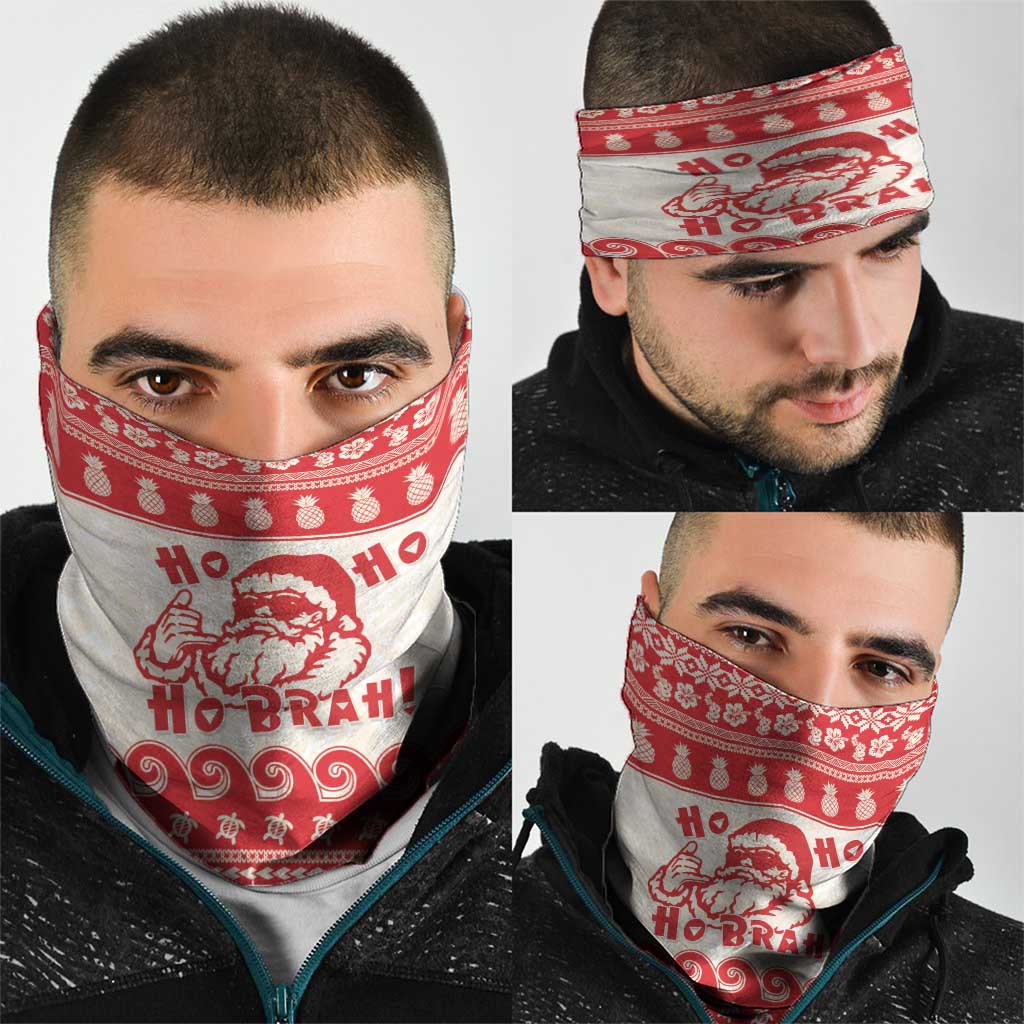 Red Mele Kalikimaka Hawaii Neck Gaiter Funny Ho Ho Ho Santa Shaka - Polynesian Pride