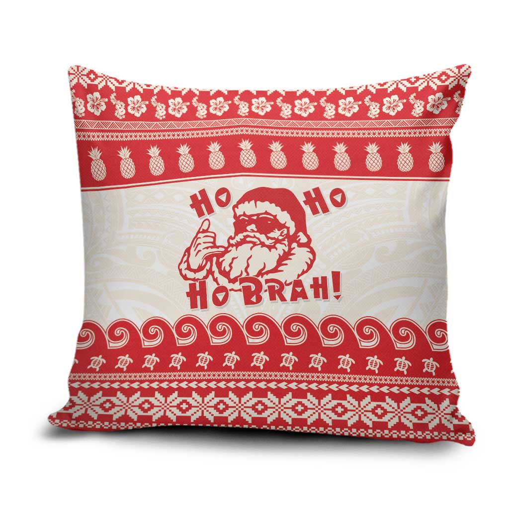 Red Mele Kalikimaka Hawaii Pillow Cover Funny Ho Ho Ho Santa Shaka - Polynesian Pride