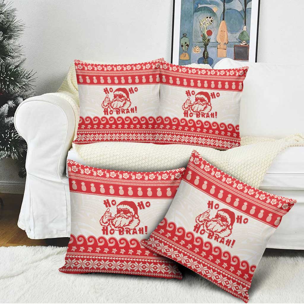 Red Mele Kalikimaka Hawaii Pillow Cover Funny Ho Ho Ho Santa Shaka - Polynesian Pride