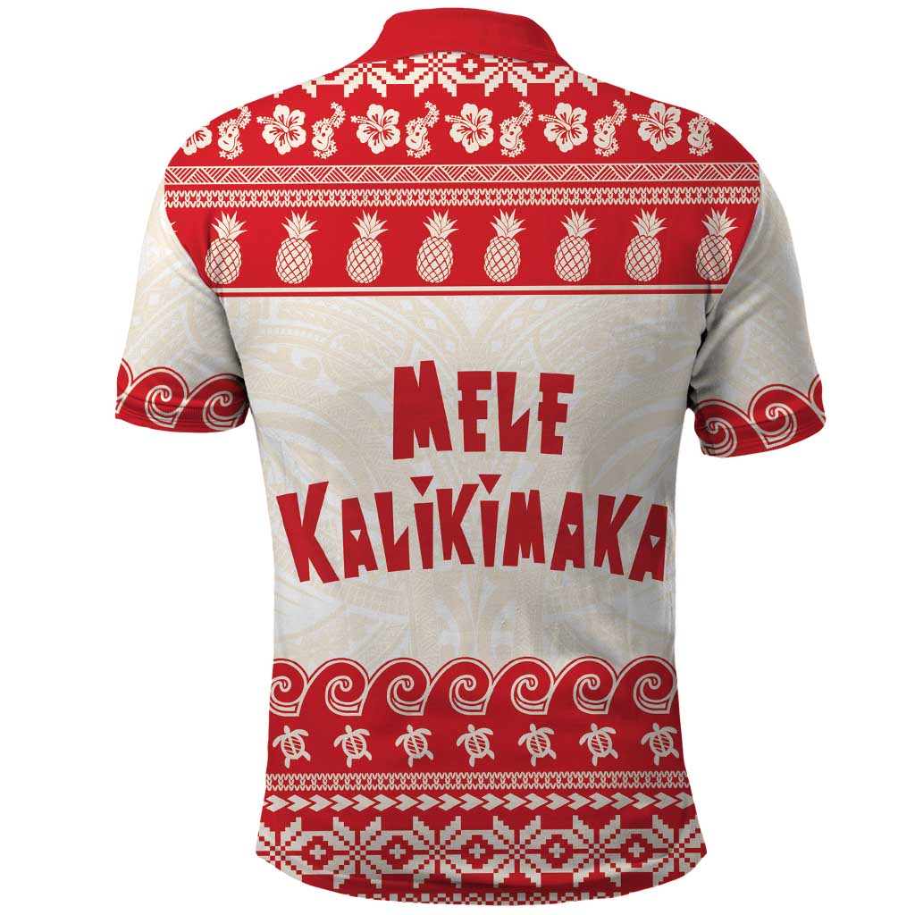 Red Mele Kalikimaka Hawaii Polo Shirt Funny Ho Ho Ho Santa Shaka - Polynesian Pride