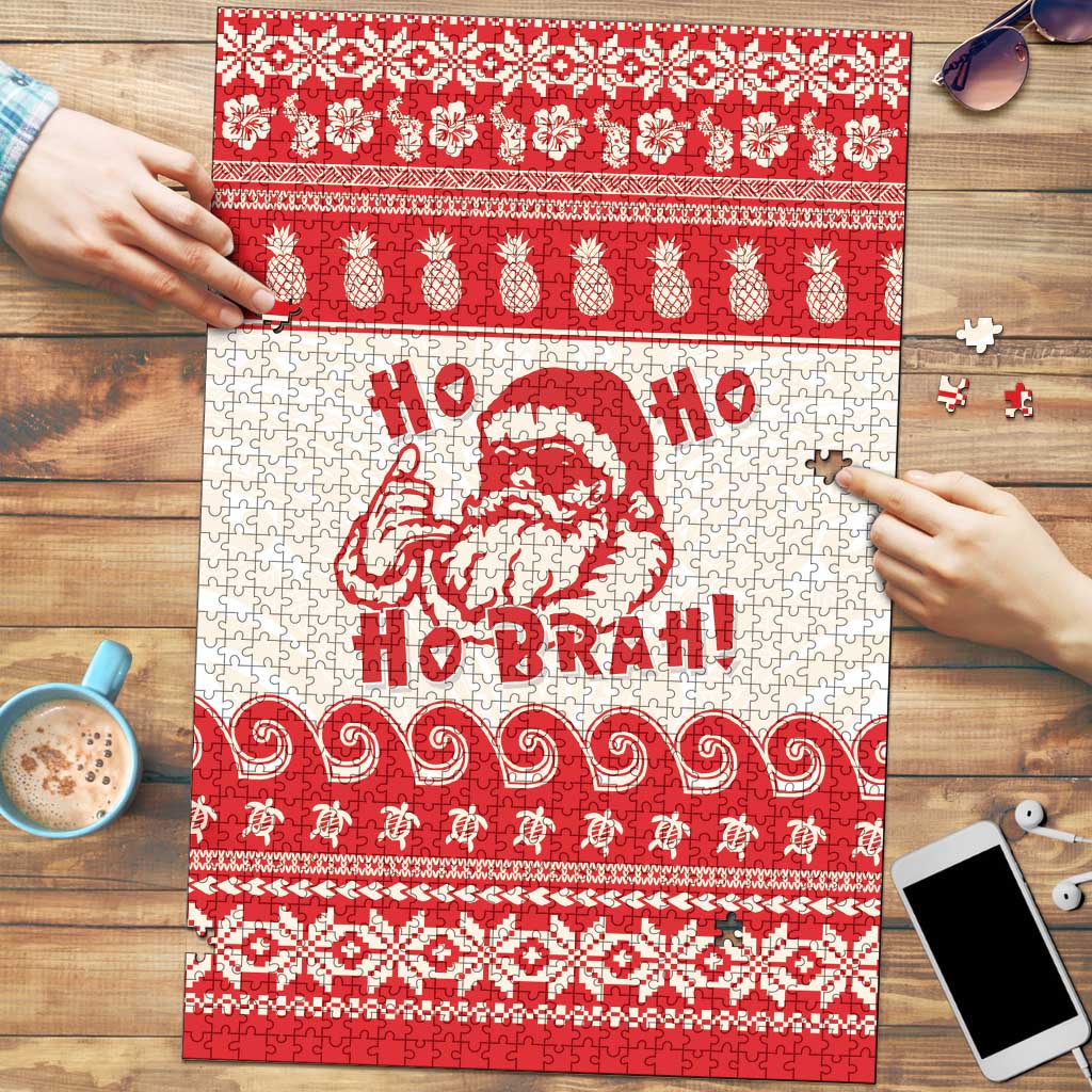 Red Mele Kalikimaka Hawaii Puzzle Funny Ho Ho Ho Santa Shaka - Polynesian Pride