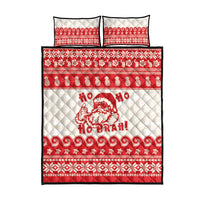 Red Mele Kalikimaka Hawaii Quilt Bed Set Funny Ho Ho Ho Santa Shaka - Polynesian Pride