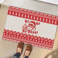 Red Mele Kalikimaka Hawaii Rubber Doormat Funny Ho Ho Ho Santa Shaka - Polynesian Pride
