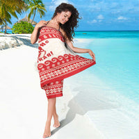 Red Mele Kalikimaka Hawaii Sarong Funny Ho Ho Ho Santa Shaka - Polynesian Pride