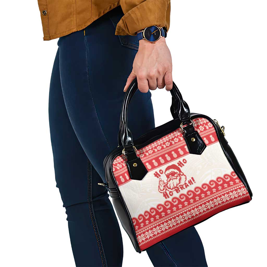 Red Mele Kalikimaka Hawaii Shoulder Handbag Funny Ho Ho Ho Santa Shaka - Polynesian Pride
