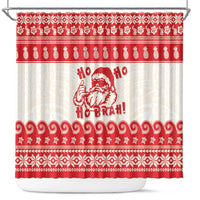 Red Mele Kalikimaka Hawaii Shower Curtain Funny Ho Ho Ho Santa Shaka - Polynesian Pride