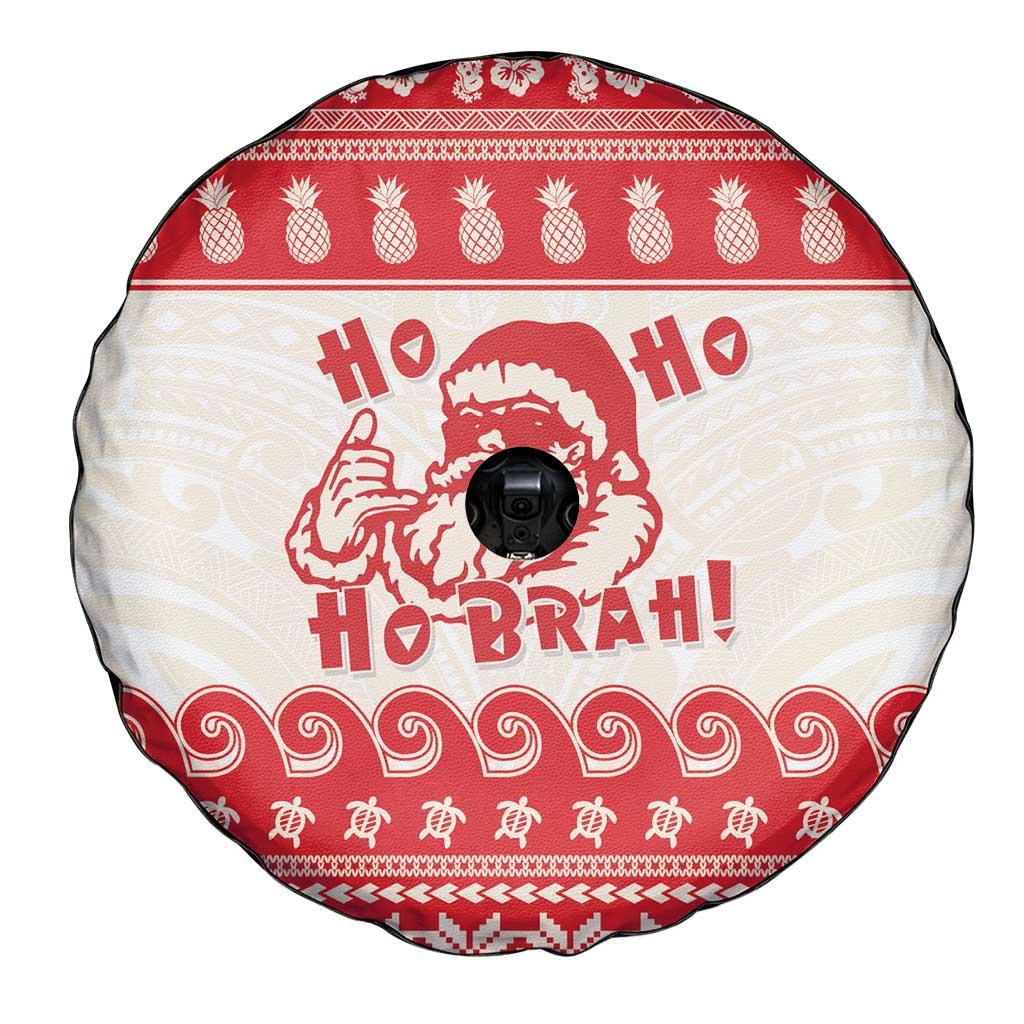Red Mele Kalikimaka Hawaii Spare Tire Cover Funny Ho Ho Ho Santa Shaka - Polynesian Pride