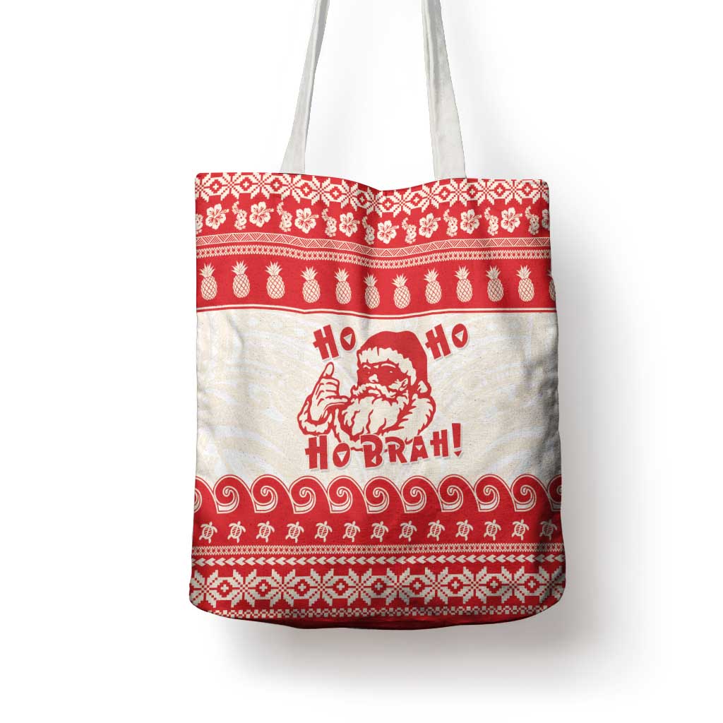 Red Mele Kalikimaka Hawaii Tote Bag Funny Ho Ho Ho Santa Shaka - Polynesian Pride