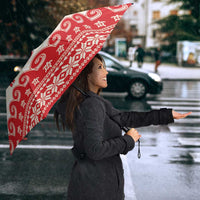 Red Mele Kalikimaka Hawaii Umbrella Funny Ho Ho Ho Santa Shaka - Polynesian Pride