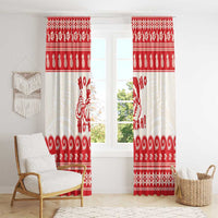 Red Mele Kalikimaka Hawaii Window Curtain Funny Ho Ho Ho Santa Shaka - Polynesian Pride