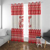 Red Mele Kalikimaka Hawaii Window Curtain Funny Ho Ho Ho Santa Shaka - Polynesian Pride