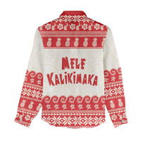 Red Mele Kalikimaka Hawaii Women Casual Shirt Funny Ho Ho Ho Santa Shaka - Polynesian Pride