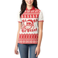 Red Mele Kalikimaka Hawaii Women Polo Shirt Funny Ho Ho Ho Santa Shaka - Polynesian Pride