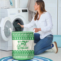 Green Mele Kalikimaka Hawaii Laundry Basket Funny Ho Ho Ho Santa Shaka - Polynesian Pride
