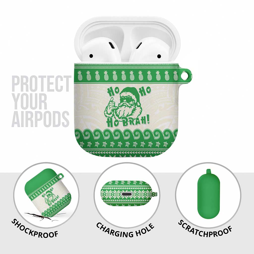 Green Mele Kalikimaka Hawaii AirPods Case Funny Ho Ho Ho Santa Shaka - Polynesian Pride