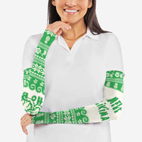 Green Mele Kalikimaka Hawaii Arm Sleeves Funny Ho Ho Ho Santa Shaka - Polynesian Pride