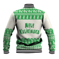 Green Mele Kalikimaka Hawaii Baseball Jacket Funny Ho Ho Ho Santa Shaka - Polynesian Pride