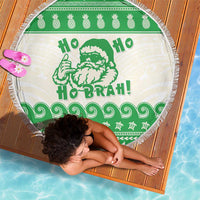 Green Mele Kalikimaka Hawaii Beach Blanket Funny Ho Ho Ho Santa Shaka - Polynesian Pride