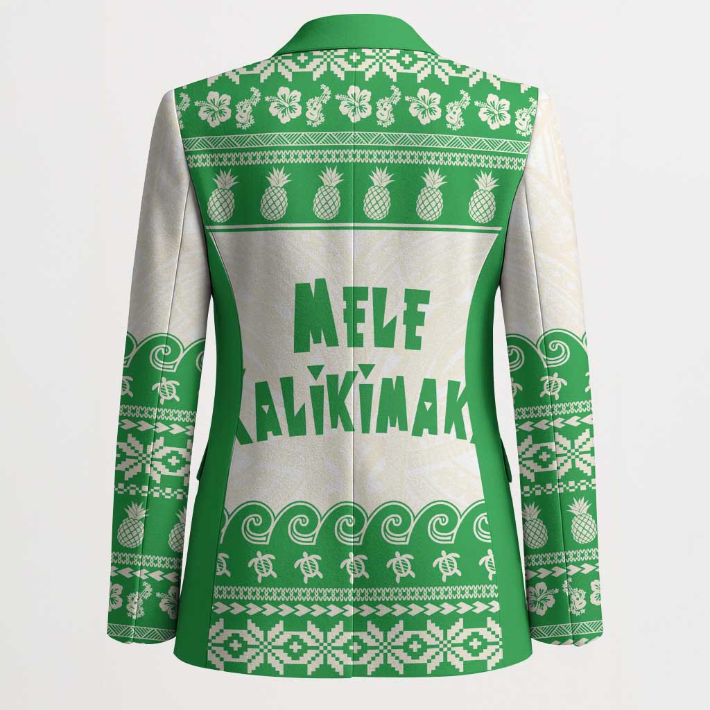 Green Mele Kalikimaka Hawaii Blazer Funny Ho Ho Ho Santa Shaka - Polynesian Pride