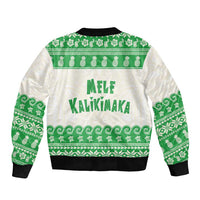 Green Mele Kalikimaka Hawaii Bomber Jacket Funny Ho Ho Ho Santa Shaka - Polynesian Pride