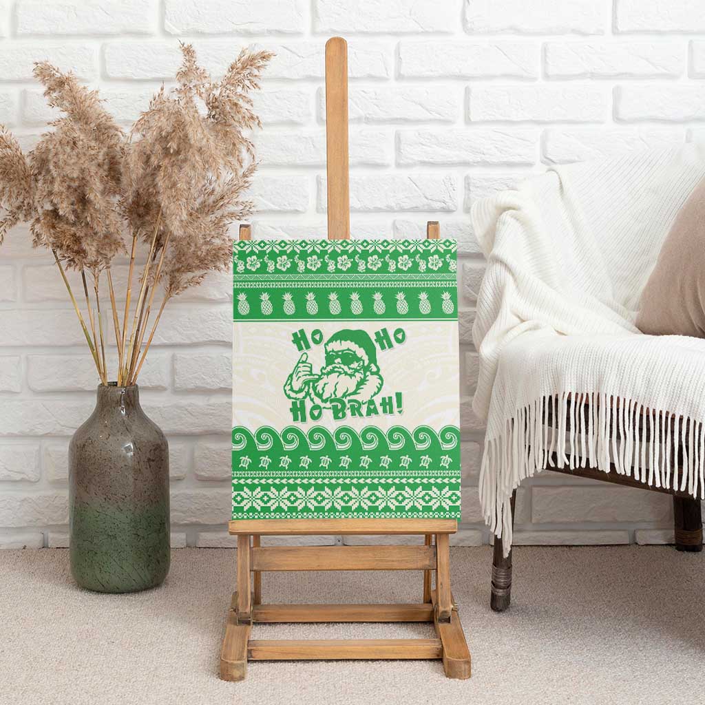 Green Mele Kalikimaka Hawaii Canvas Wall Art Funny Ho Ho Ho Santa Shaka - Polynesian Pride