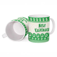 Green Mele Kalikimaka Hawaii Ceramic Mug Funny Ho Ho Ho Santa Shaka - Polynesian Pride