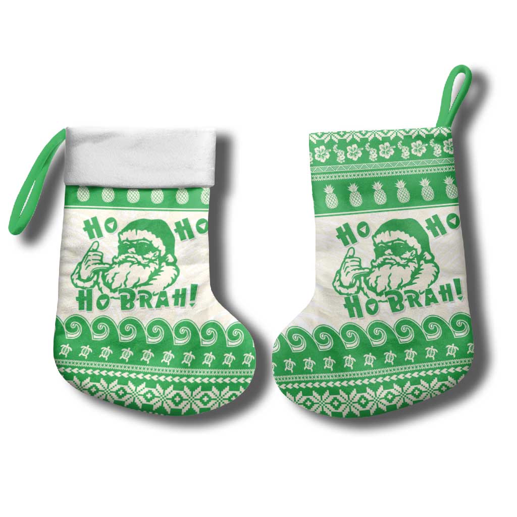Green Mele Kalikimaka Hawaii Christmas Stocking Funny Ho Ho Ho Santa Shaka - Polynesian Pride