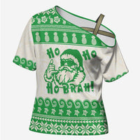Green Mele Kalikimaka Hawaii Cross Shoulder Shirt Funny Ho Ho Ho Santa Shaka - Polynesian Pride