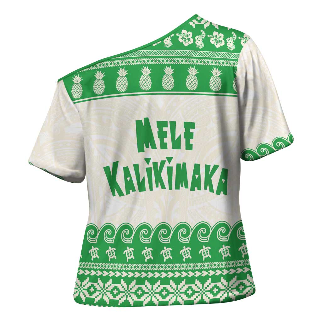 Green Mele Kalikimaka Hawaii Cross Shoulder Shirt Funny Ho Ho Ho Santa Shaka - Polynesian Pride