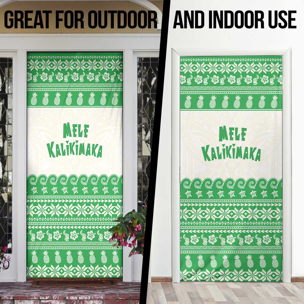 Green Mele Kalikimaka Hawaii Door Cover Funny Ho Ho Ho Santa Shaka - Polynesian Pride