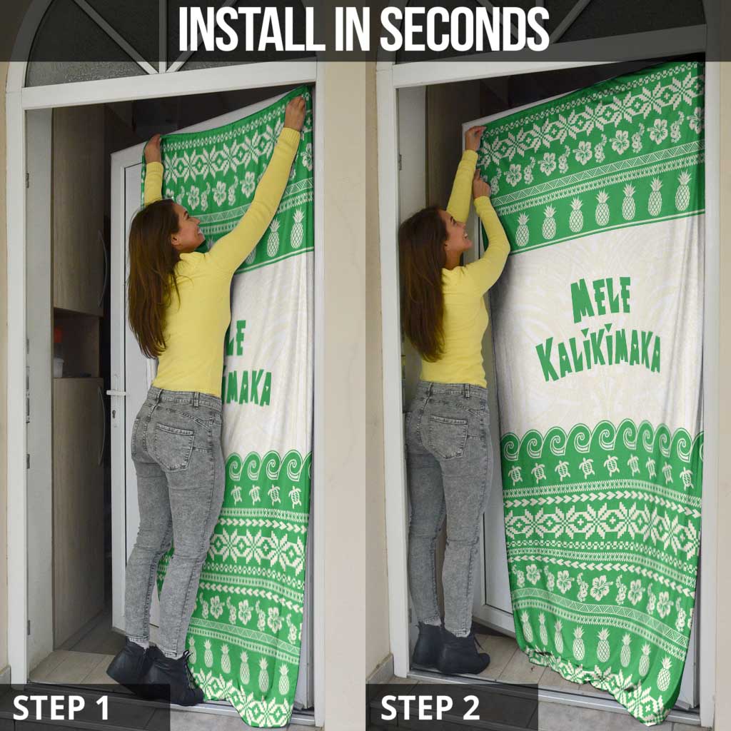 Green Mele Kalikimaka Hawaii Door Cover Funny Ho Ho Ho Santa Shaka - Polynesian Pride