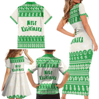Green Mele Kalikimaka Hawaii Family Matching Short Sleeve Bodycon Dress and Hawaiian Shirt Funny Ho Ho Ho Santa Shaka - Polynesian Pride