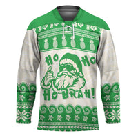 Green Mele Kalikimaka Hawaii Hockey Jersey Funny Ho Ho Ho Santa Shaka - Polynesian Pride